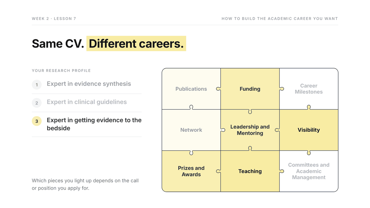 Animation: the same CV, three different expert profiles highlighted